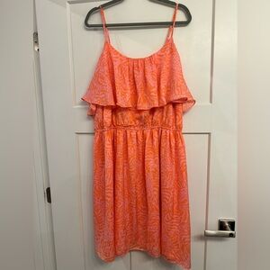 Vibrant Orange and Pink Sleeveless Lilly Dress